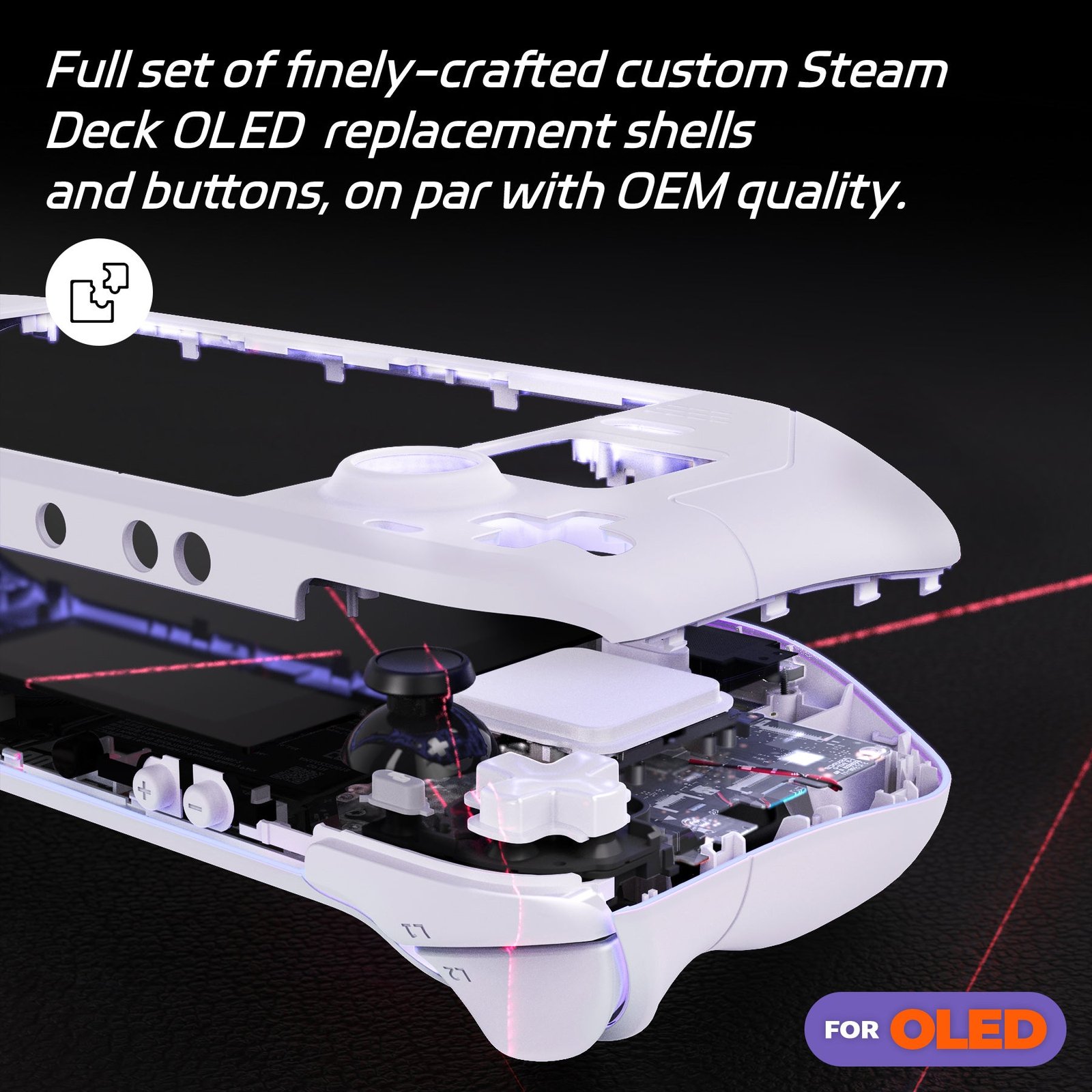 eXtremeRate Steam Deck OLEDハンドヘルドコンソール用交換フルセット